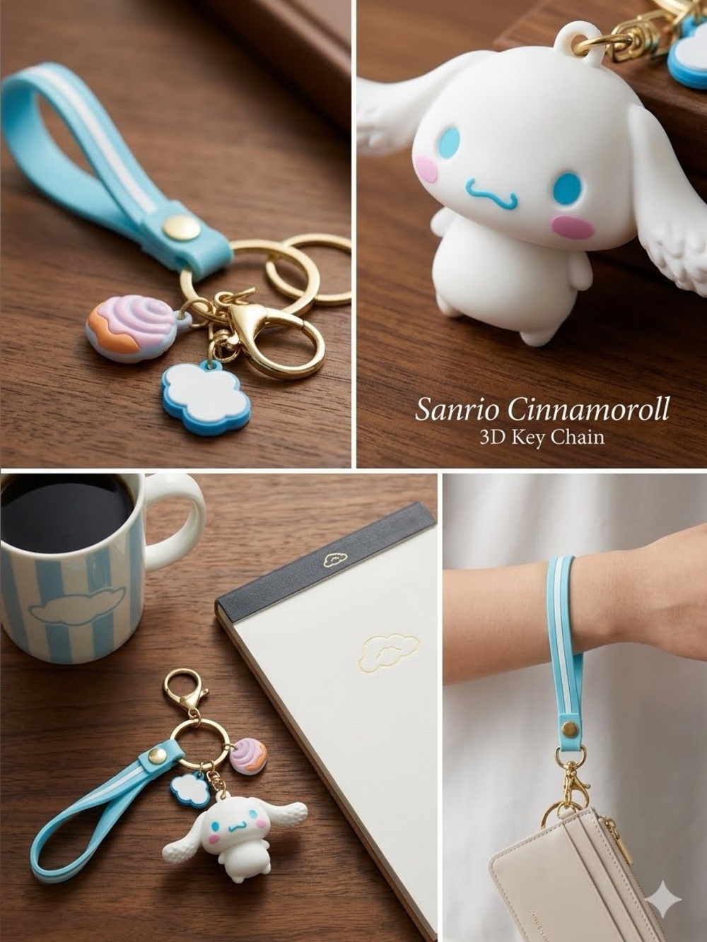 Sanrio Cinnamoroll 3D Key Chain Japan NEW Sanrio Characters Wristlet Charms GUC